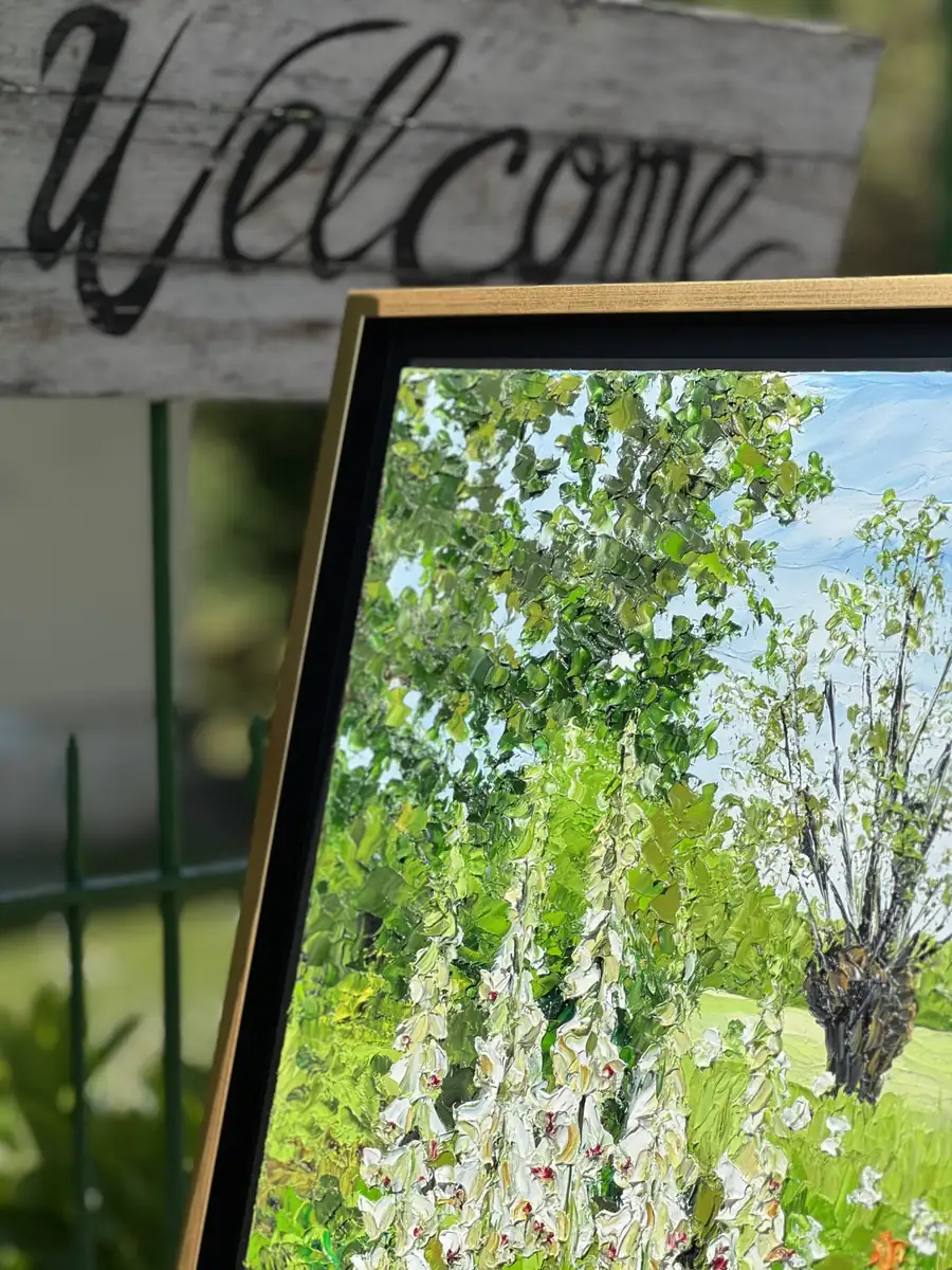 Détail artistique floral évoquant l’univers des jardins de Giverny